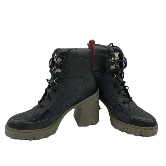 Sorel Brex Boots Chunky Heel Army Green Size 8 Lace Up Waterproof Lug Sole - Picture 5 of 7